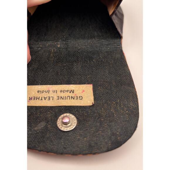 Hand Tooled Embossed Genuine Leather Made in India Coin Purse 
Snap Closure - Picture 4 of 7